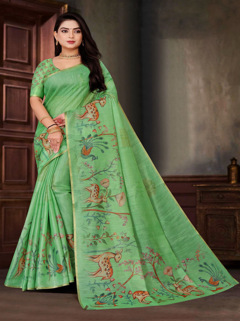 Pista Green Dupiyana Silk saree