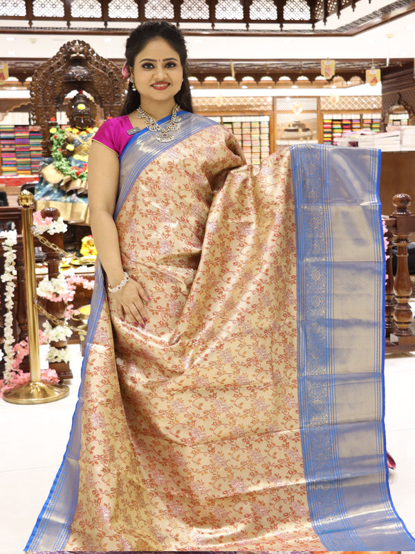 CSM-17517 | Red & Tiffany Blue Kanchi Tissue Pattu Saree