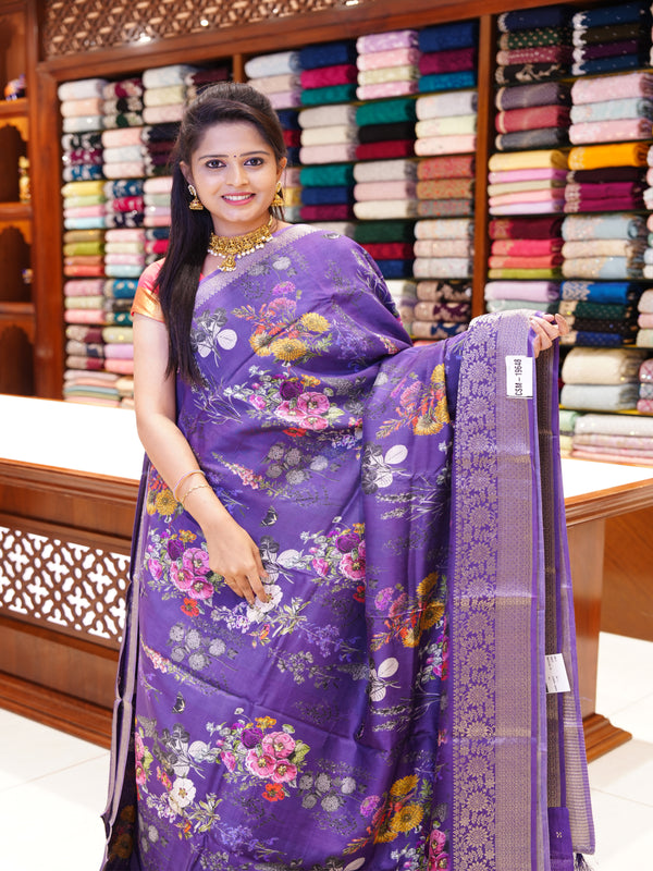 CSM-19648 | Violet Crepe Silk Saree