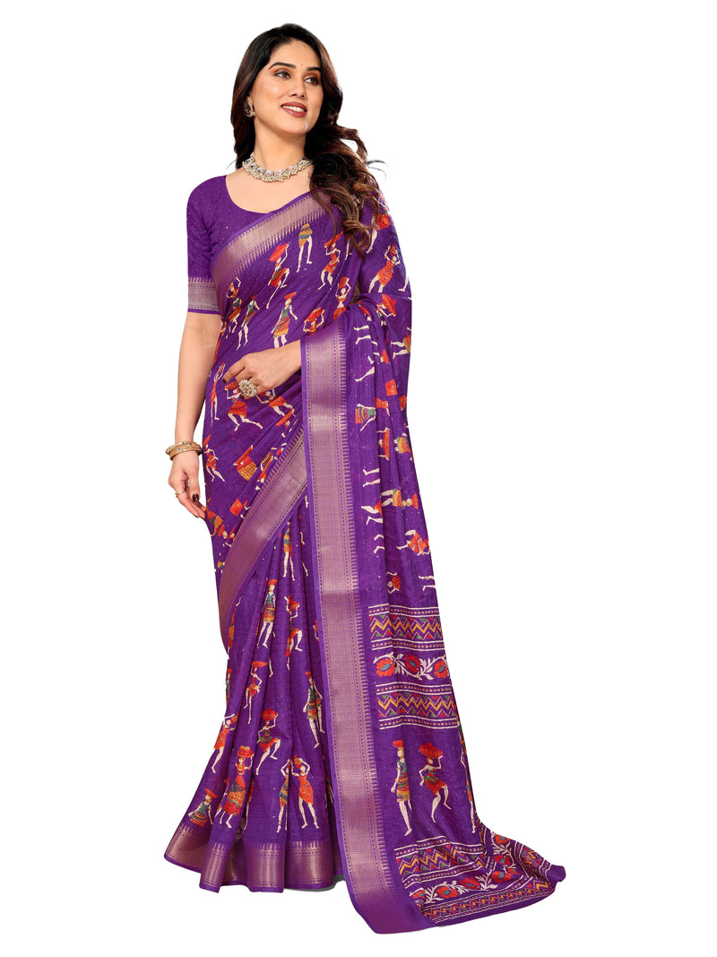 Purple  Dola Silk Saree | BUY 1 GET 1 FREE