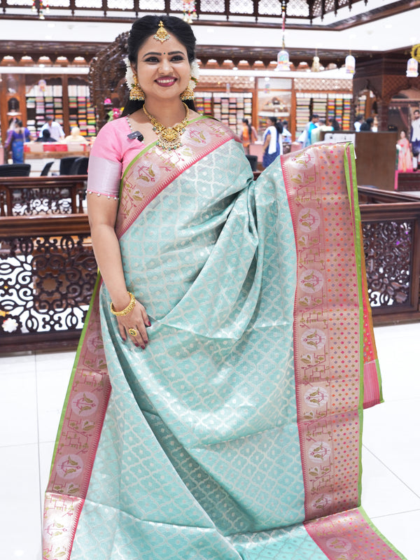 CSM-18459 | Sage Green Light Weight Chanderi Silk Saree