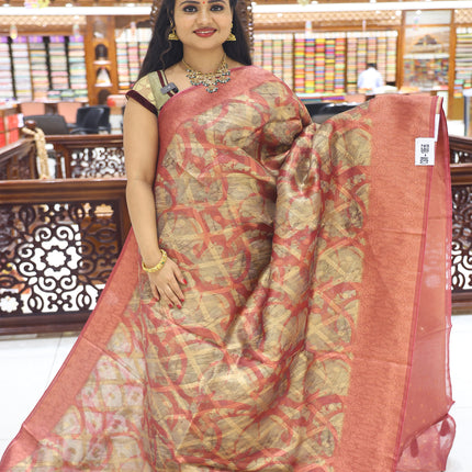 CSM-18656 | Pink Organza Printed Silk Saree