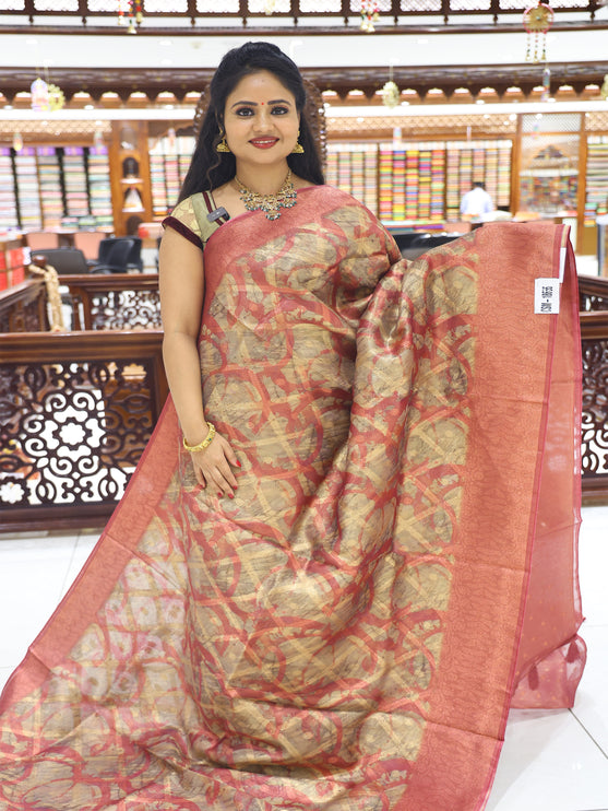 CSM-18656 | Pink Organza Printed Silk Saree