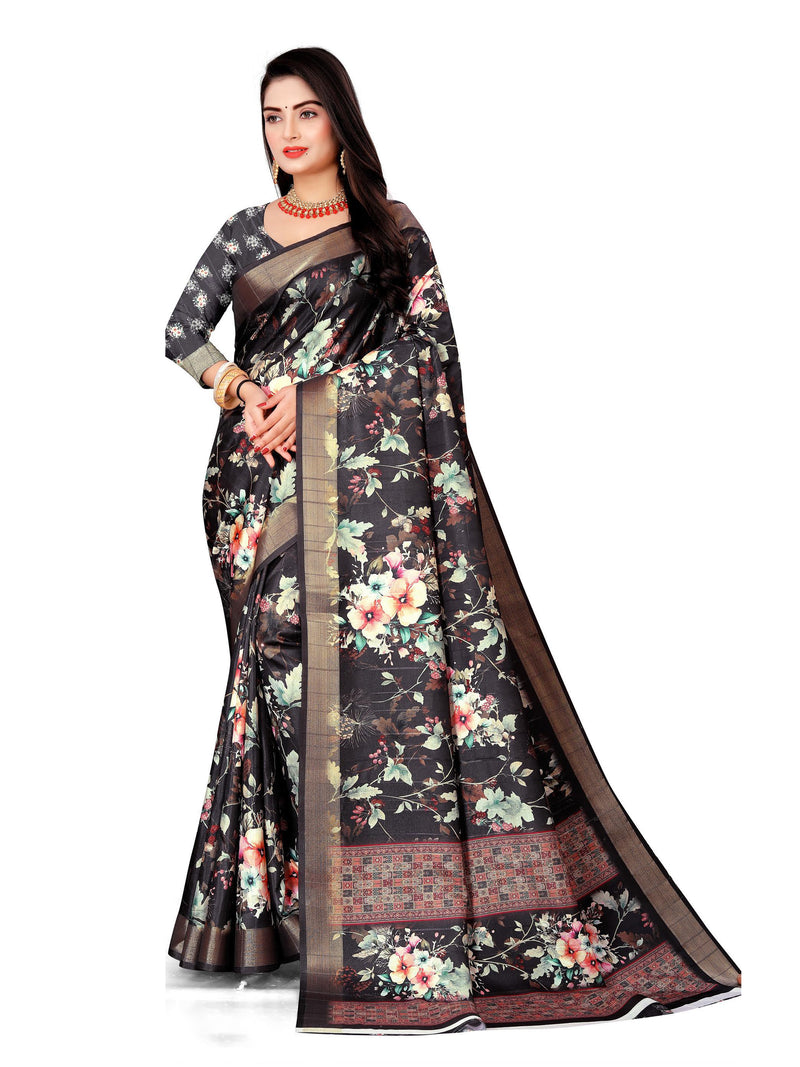 Black Soft Chanderi Silk saree | BUY 1 GET 1 FREE