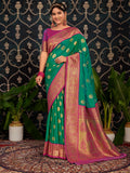 Rani Pink & Rama Green Soft Silk Saree