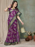 Navy & Rani Pink Raw Silk Saree | BUY 1 GET 1 FREE