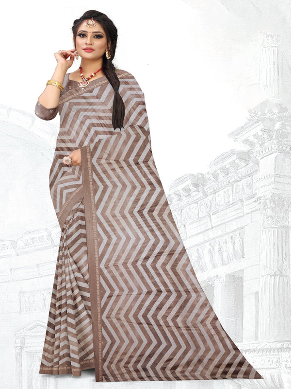 Brown  saree Chiffon Brasso| BUY 1 GET 1 FREE