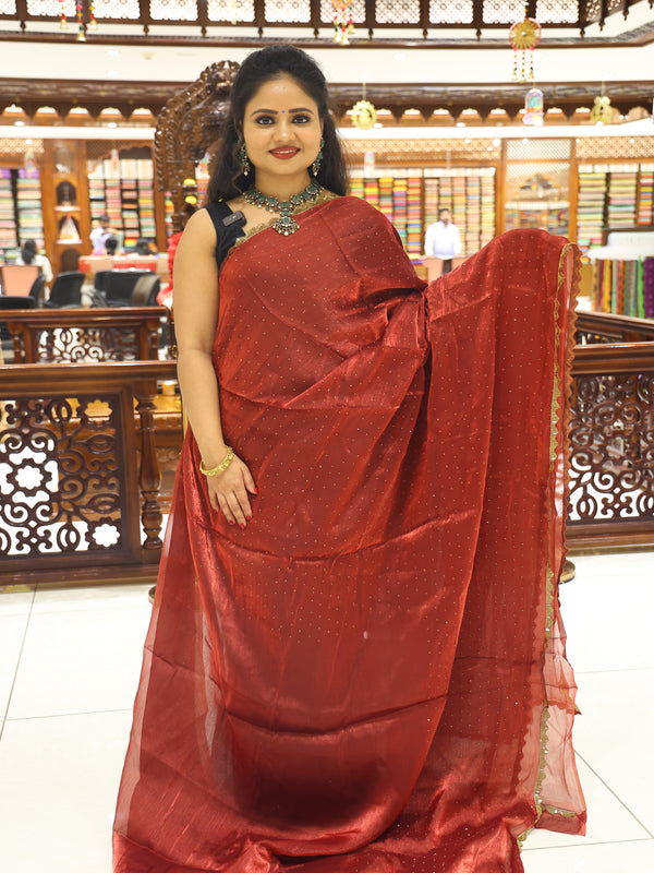 CSM-18607 | Maroon Glass Tissue Saree