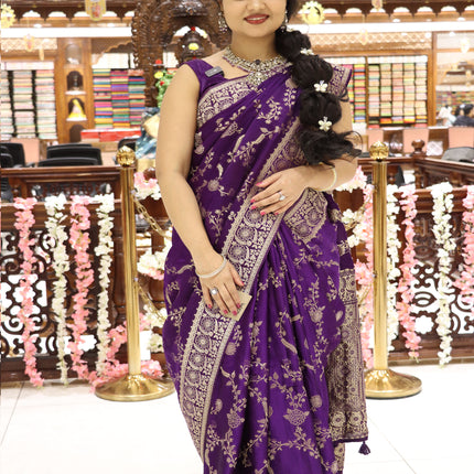 CSM-17531 | Purple Malai Crepe Saree