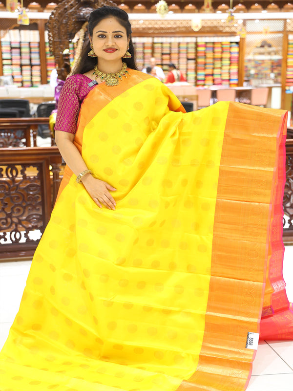 CSM-17063 | Yellow & Red Kanchi Pattu Saree