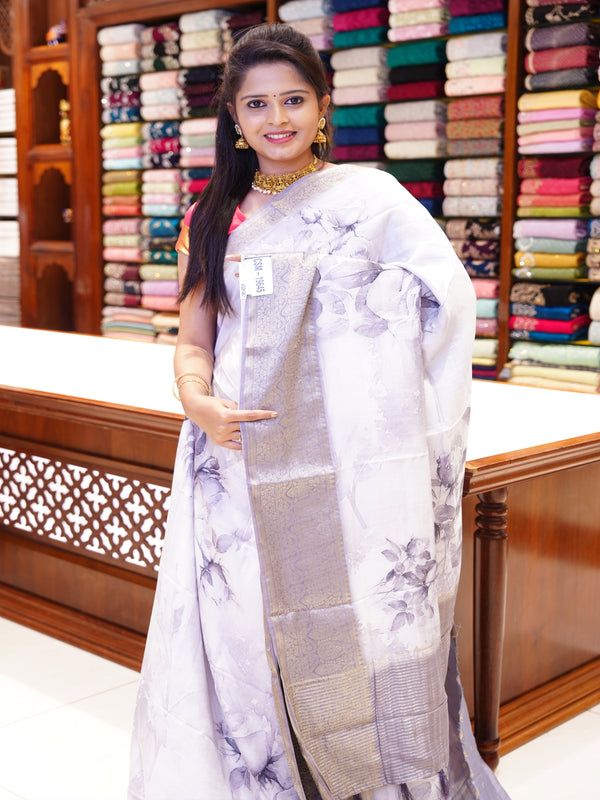 CSM-19645 | Light Grey Crepe Silk Saree