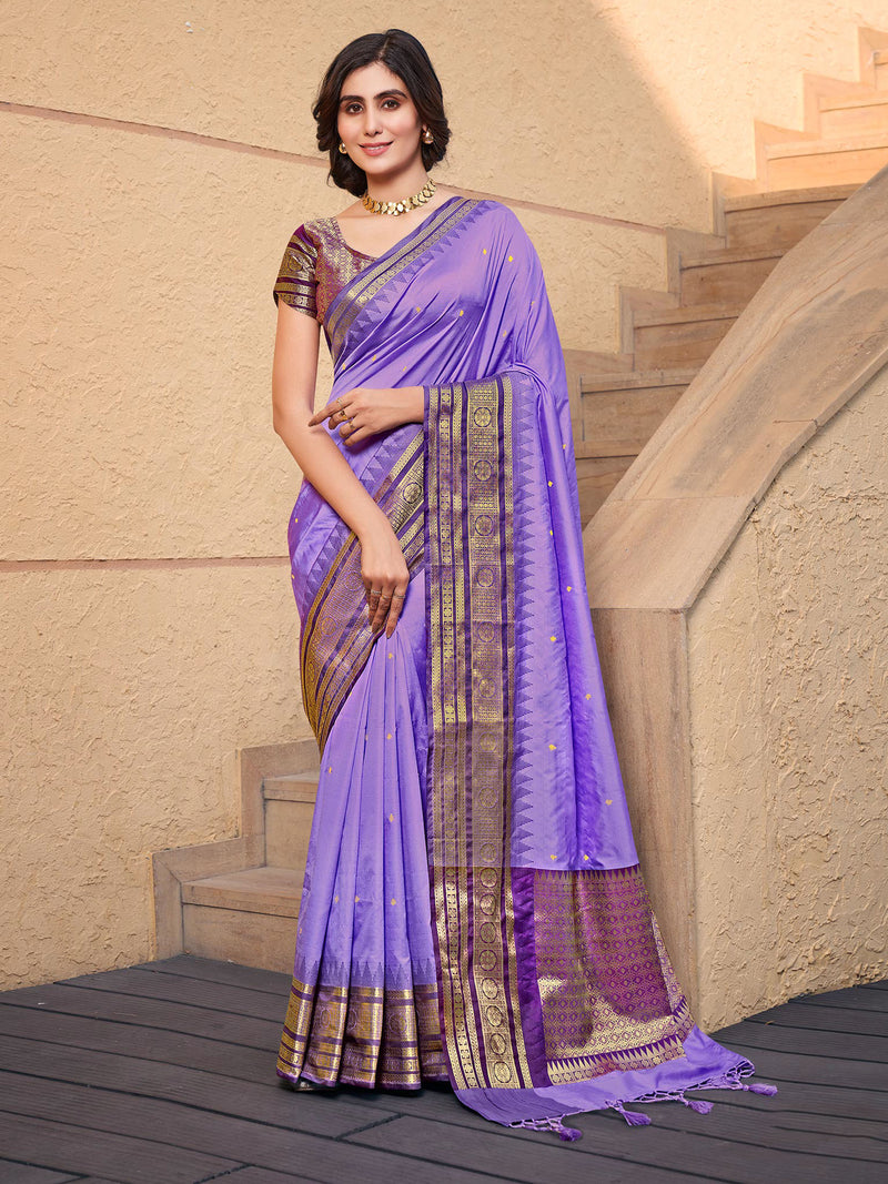 Lavender & Purple Soft Silk Saree