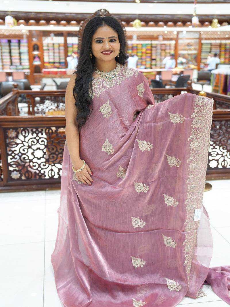 CSM-18749 | Brown Glass Tissue  Saree