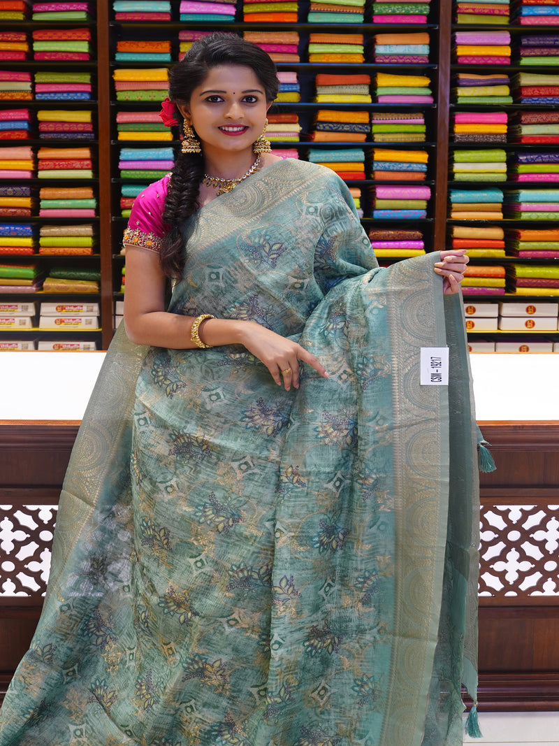 CSM-19217 |  Sage Green Munga Silk Saree