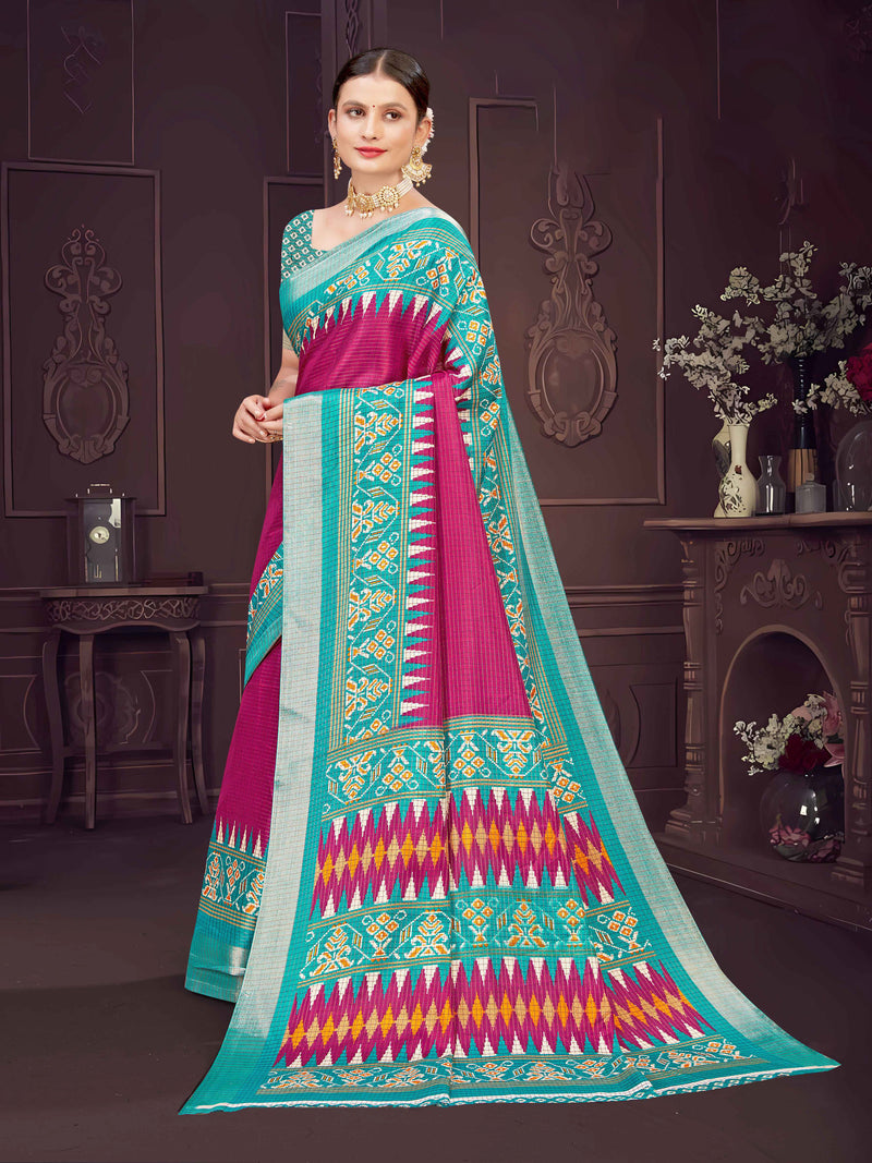 Navy Soft Chanderi Silk saree  | BUY 1 GET 1 FREE