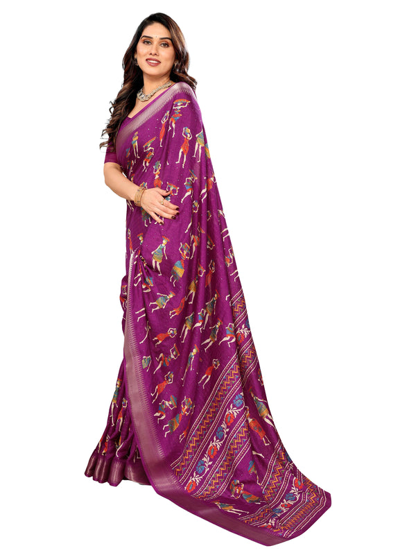 Purple  Dola Silk Saree | BUY 1 GET 1 FREE