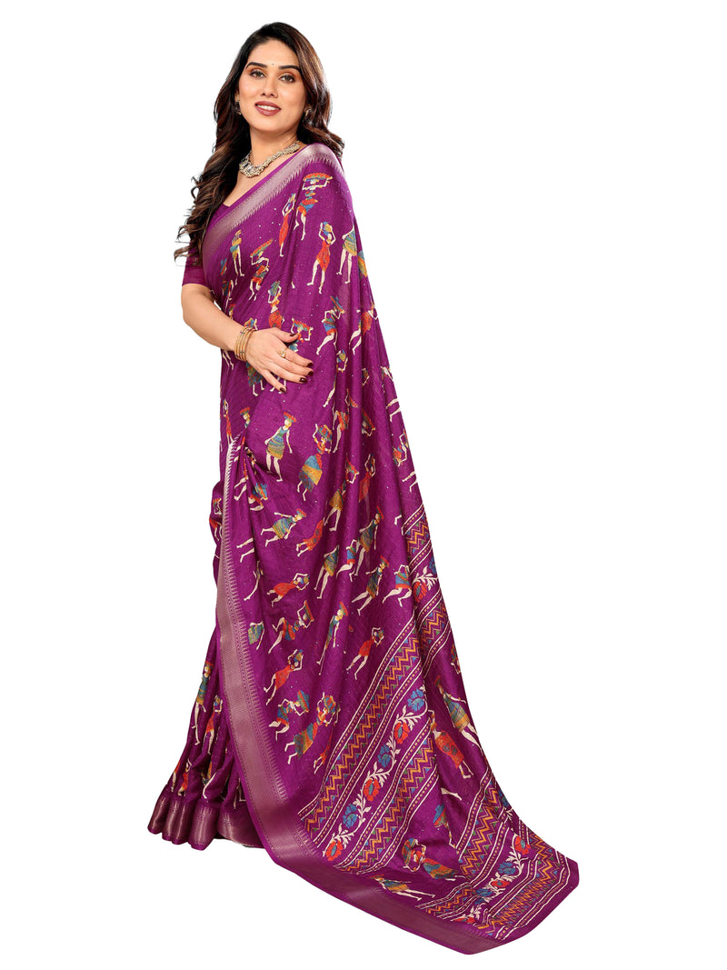 Purple  Dola Silk Saree | BUY 1 GET 1 FREE