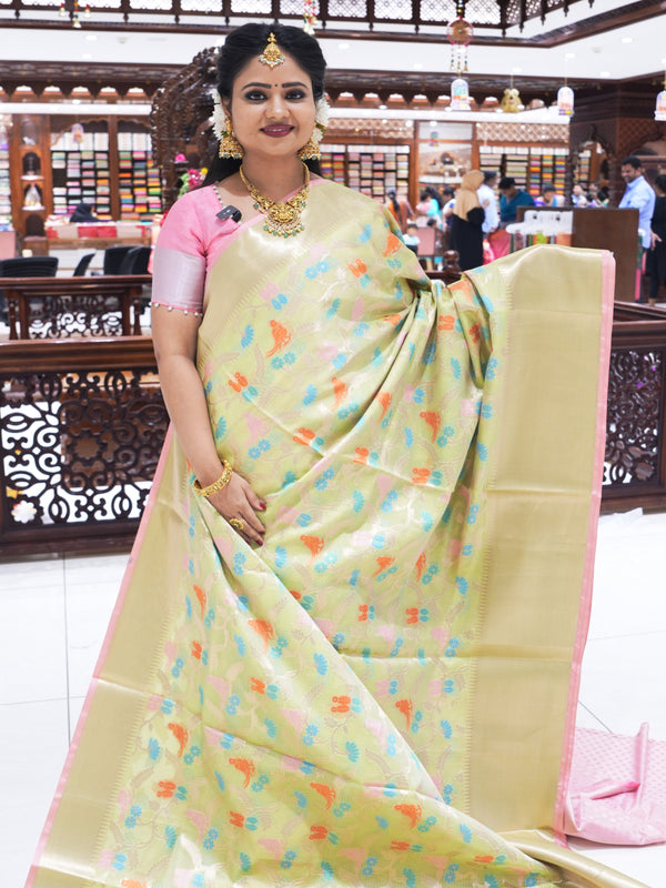 CSM-18463 | Light Green Light Weight Chander Silk Saree