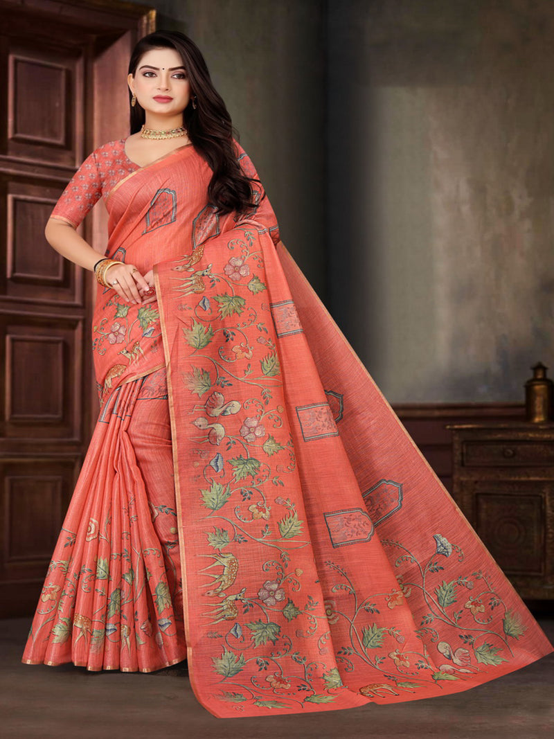 Coral Dupiyana Silk  saree