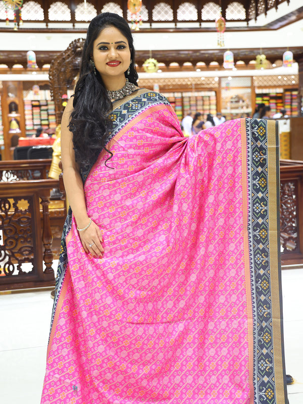 CSM-18200 | Rose Pink & Olive Semi Patola Silk Saree