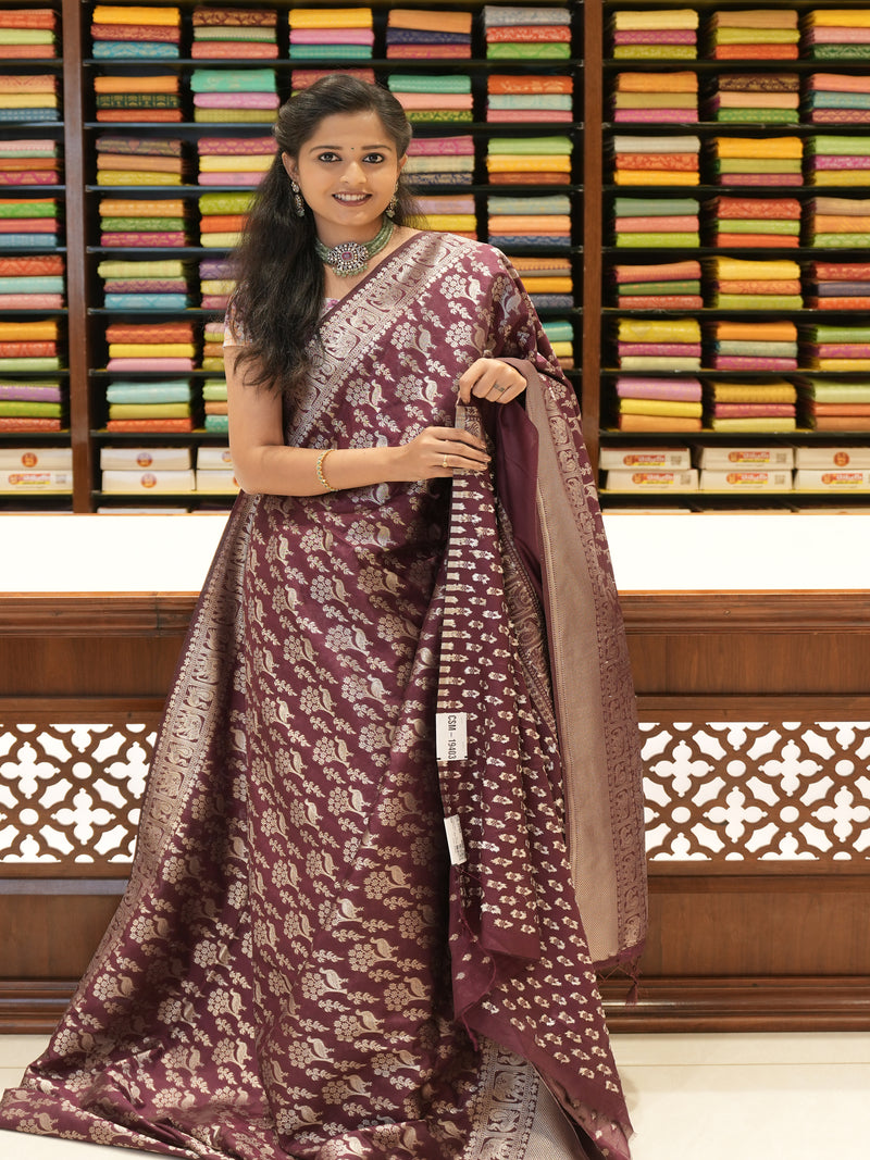 CSM-19403| Wine  Munga Silk Saree