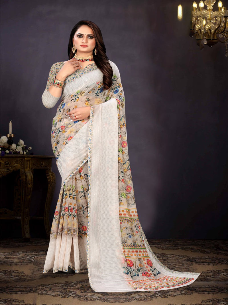 Light Pink Georgette Saree