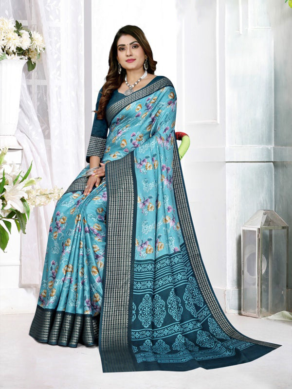 Light Blue Georgette Saree