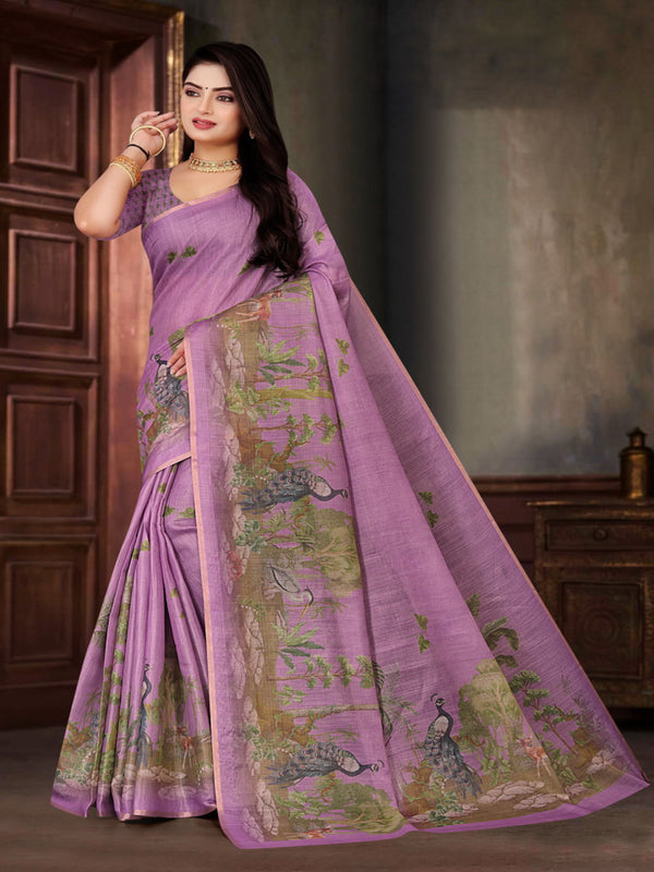 Light Lavender  Dupiyana Silk saree