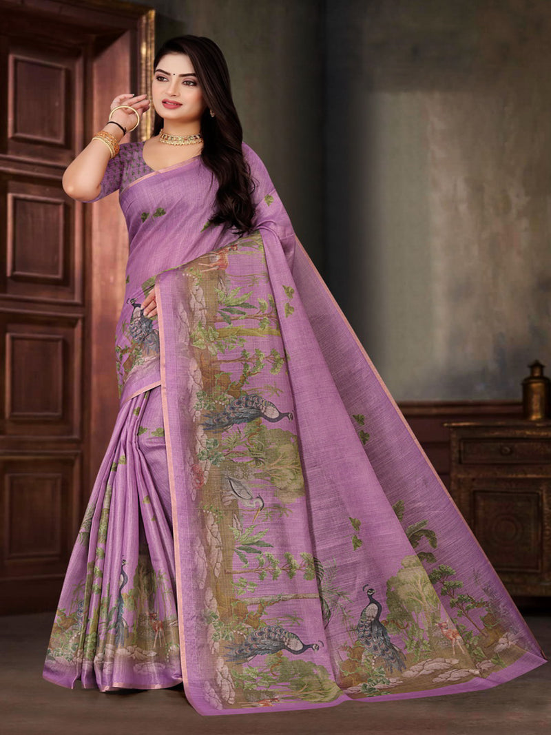 Light Lavender  Dupiyana Silk saree