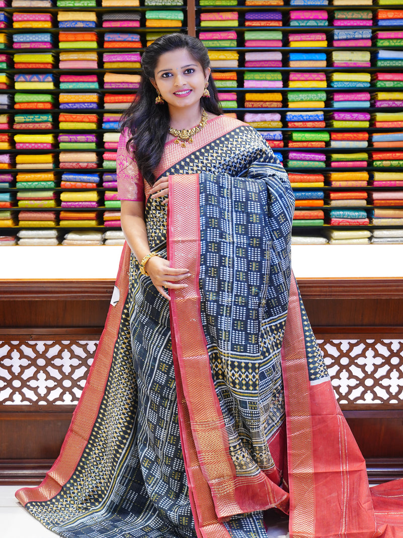 CSM-19557 | Black & Maroon Sambalpuri Saree