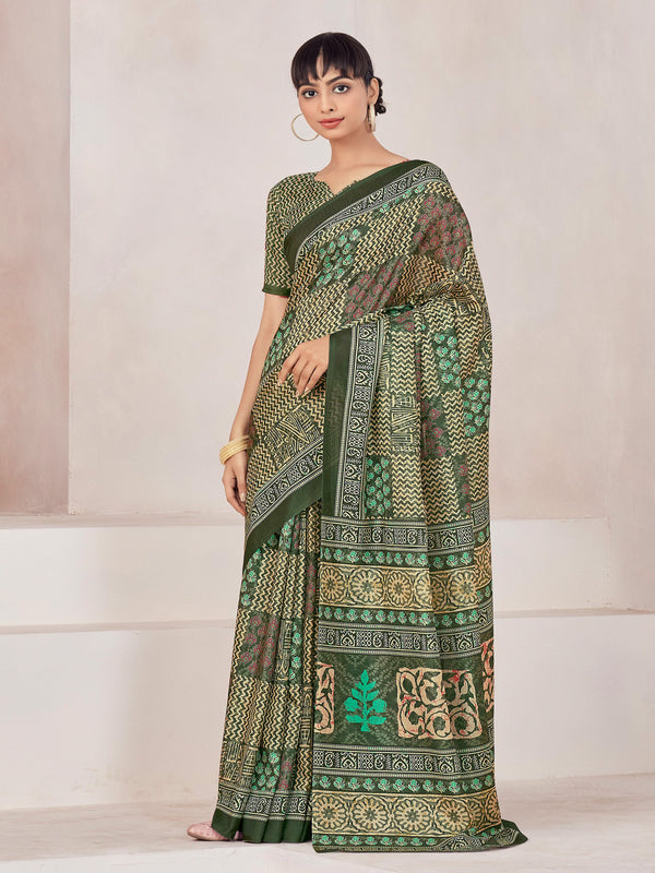 Olive Raw Silk Saree | BUY 1 GET 1 FREE