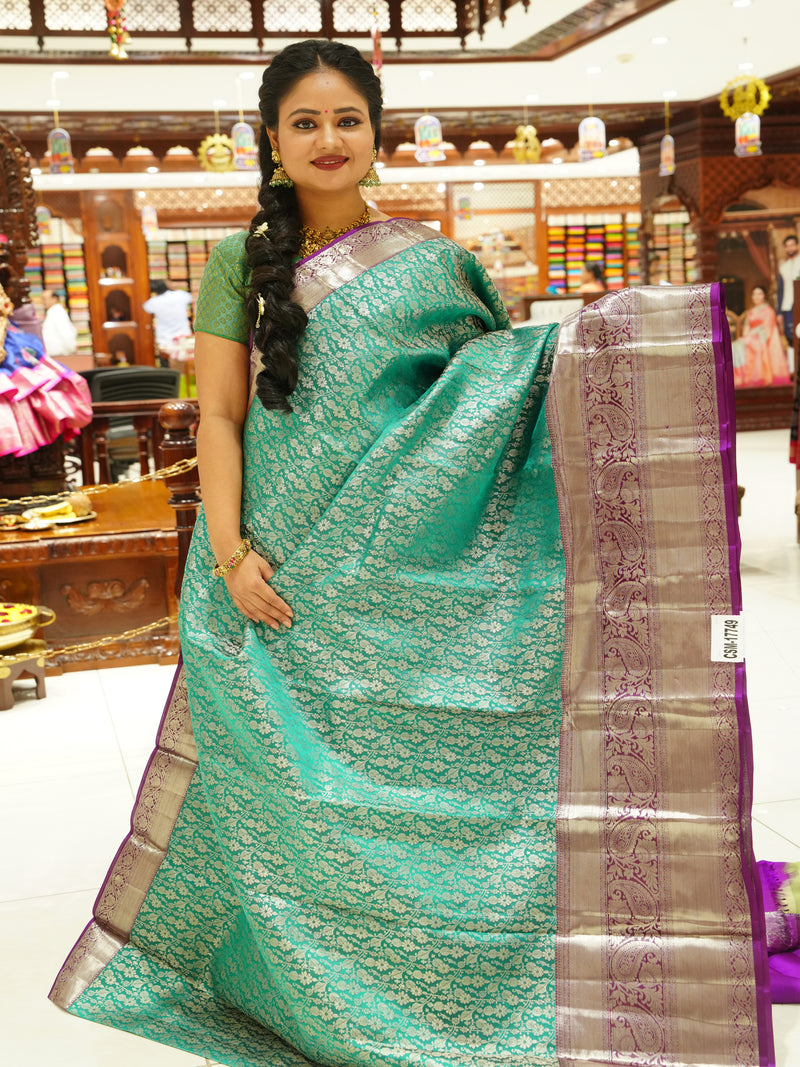 CSM-17749 | Rama Green & Purple  Pure Kanchi Padiya Pattu Saree