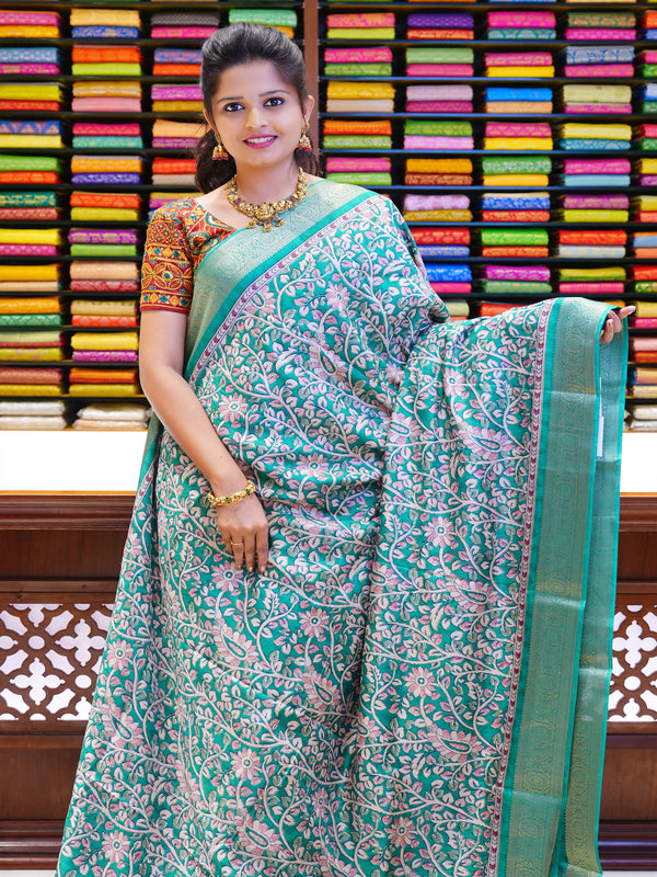 CSM-19530 | Green Crepe Silk Saree