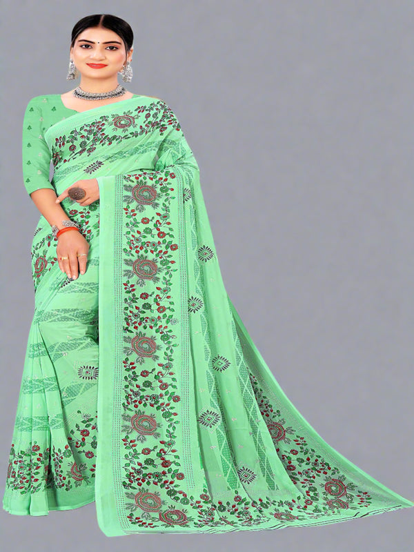 Light Green Georgette Saree | BUY 1 GET 1 FREE