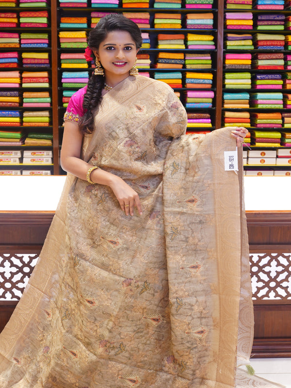 CSM-19218 |  Light Cream Munga Silk Saree