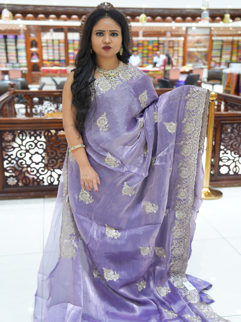 CSM-18746 | Lavender Glass Tissue Saree