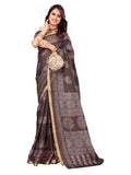 Grey  saree Chanderi Silk| BUY 1 GET 1 FREE