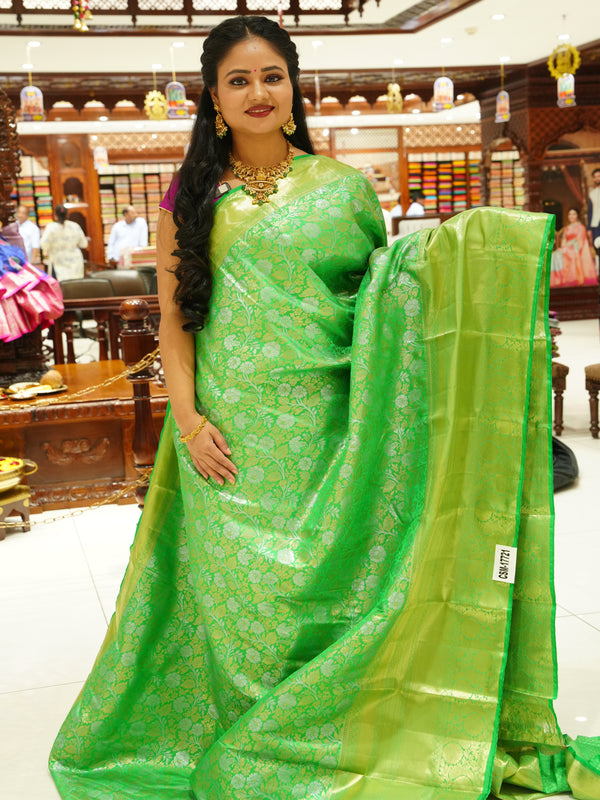 CSM-17721 | Lime Green Kanchi Pattu Saree