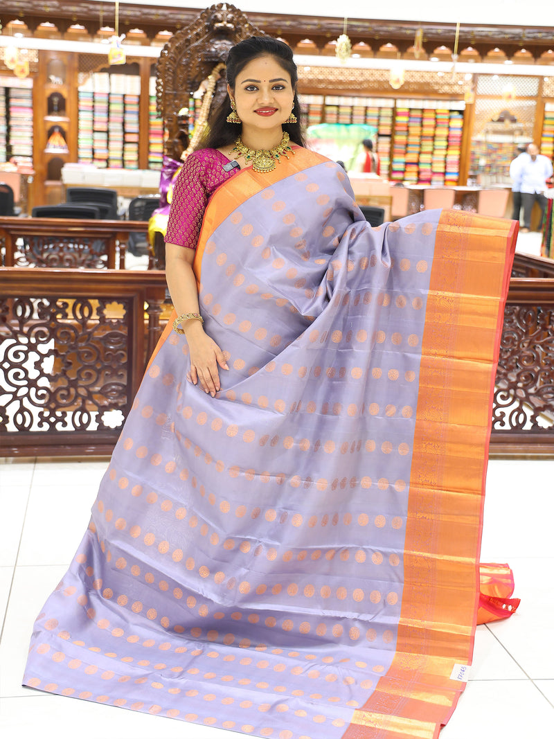 CSM-17065 | Lavender & Orange Kanchi Pattu Saree