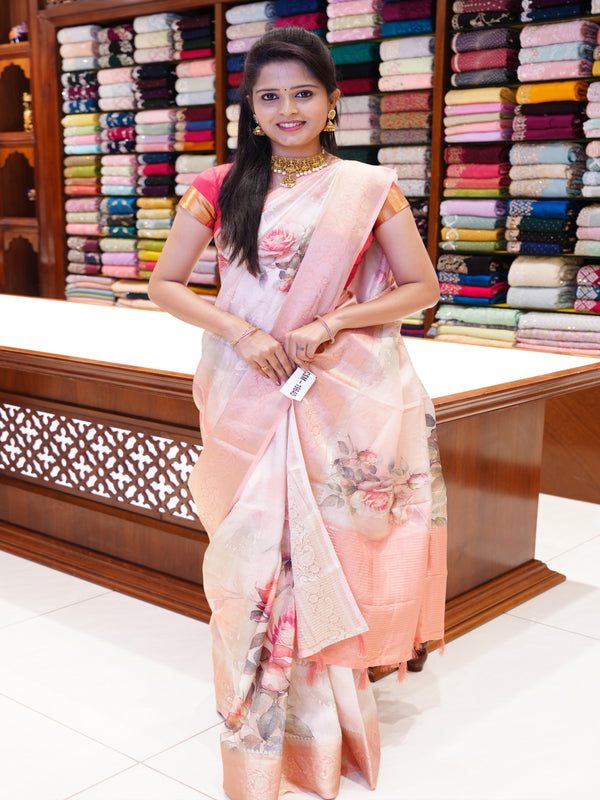 CSM-19640 | Light Pink Crepe Silk Saree