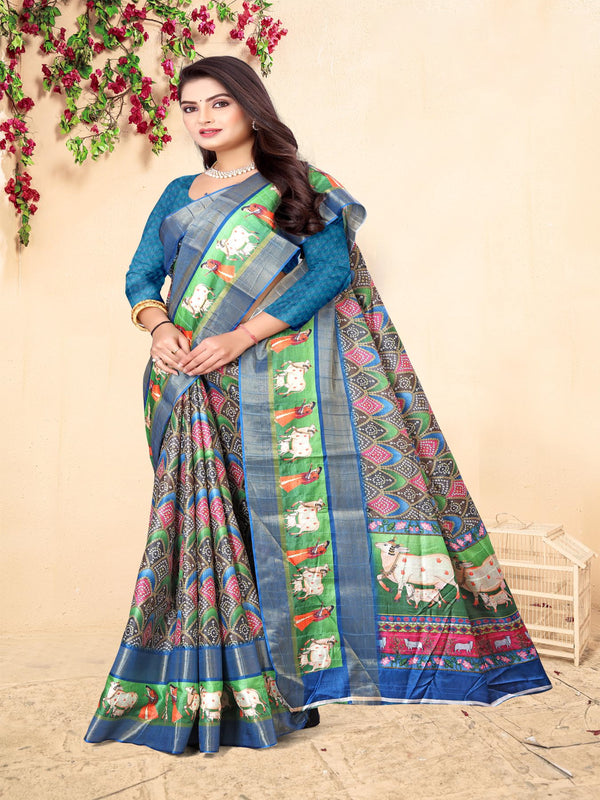 Green Tusser Silk saree | BUY 1 GET 1 FREE