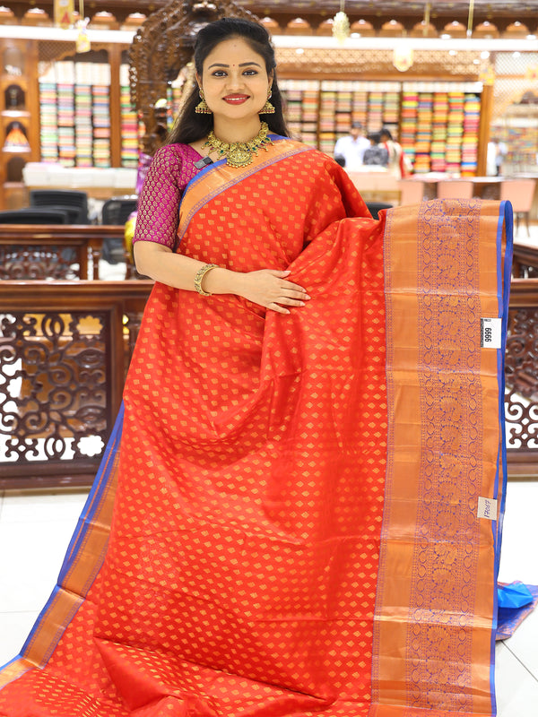 CSM-17067 | Red & Blue Kanchi Pattu Saree