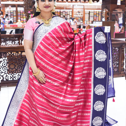 CSM-18456 | Rani Pink & Violet Soft Silk Saree