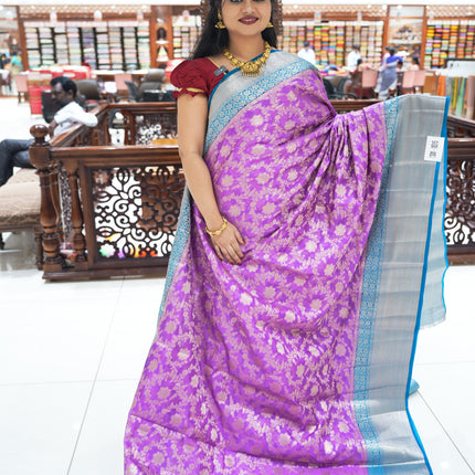 CSM-18315 | Lavender & Sea Green Banaras Chanderi Silk Saree