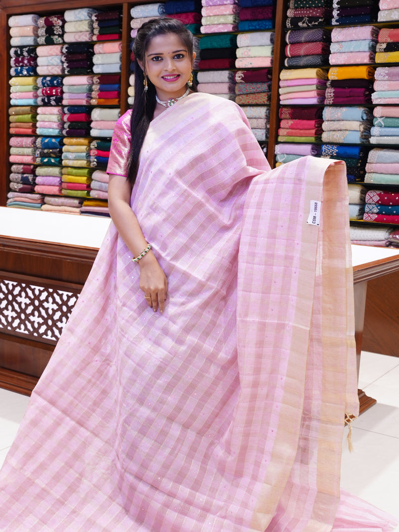 CSM-19668 | Light Pink Organza Tissue Saree