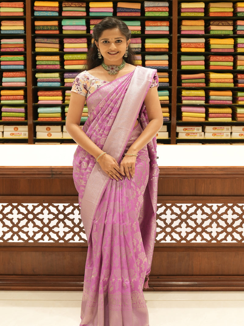 CSM-19397 | Rose Pink Banaras Saree