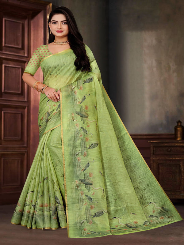 Sea Green Dupiyana Silk saree