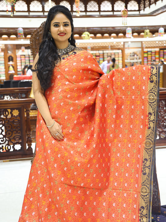 CSM-18193 | Red & Navy Banaras Saree