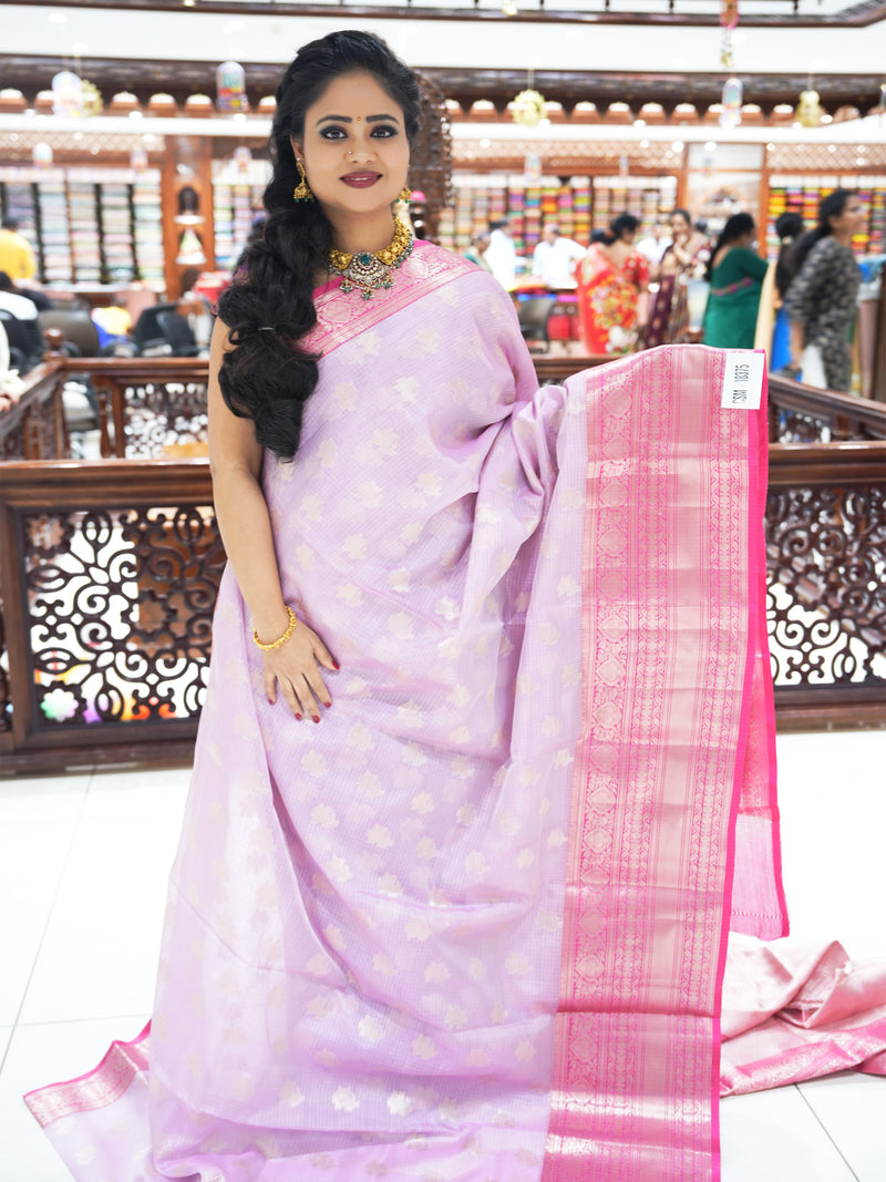 CSM-18375 | Lavender & Pink Banaras Kota Saree