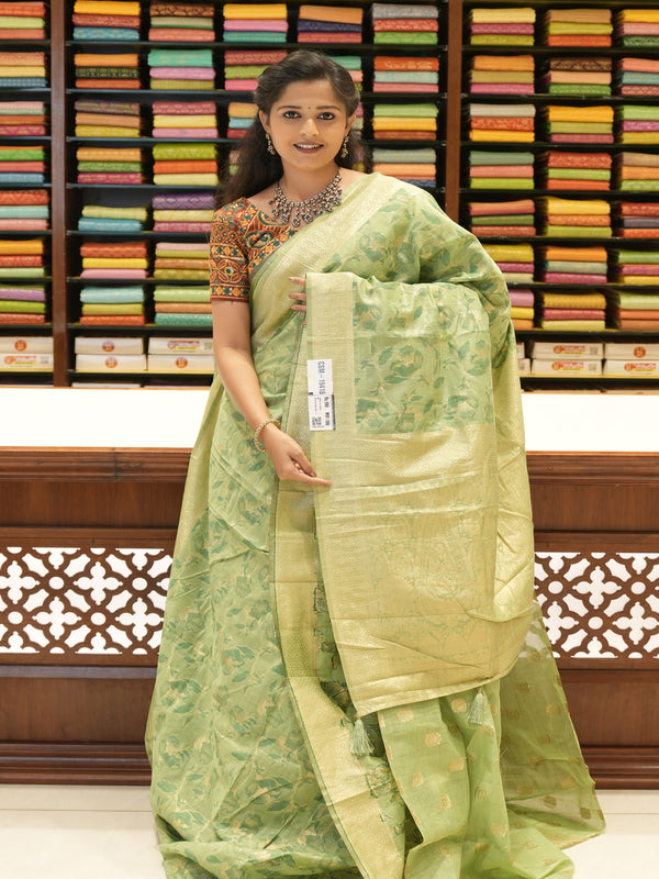 CSM-19418 | Light Green Jute Silk Saree